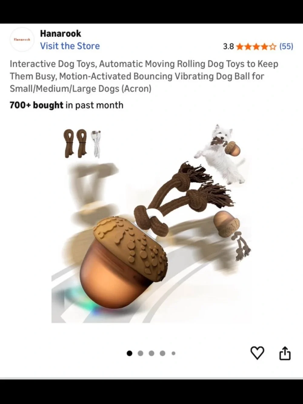 Interactive Acorn Dog Toy - Brown